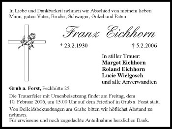 Anzeige von Franz Eichhorn von MGO
