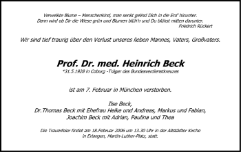 Anzeige von Heinrich Beck von MGO