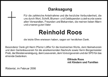 Anzeige von Reinhold Roos von MGO