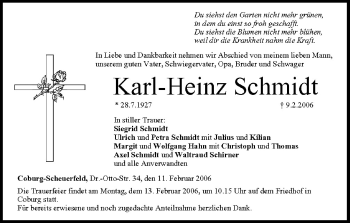 Anzeige von Karl-Heinz Schmidt von MGO