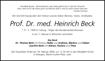 Anzeige von Heinrich Beck von MGO