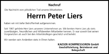 Anzeige von Peter Liers von MGO