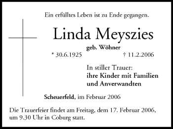 Anzeige von Linda Meyszies von MGO