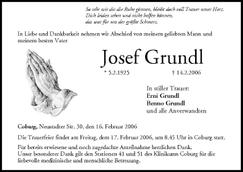 Anzeige von Josef Grundl von MGO