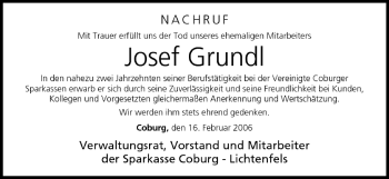 Anzeige von Josef Grundl von MGO