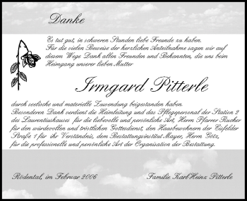 Anzeige von Irmgard Pitterle von MGO