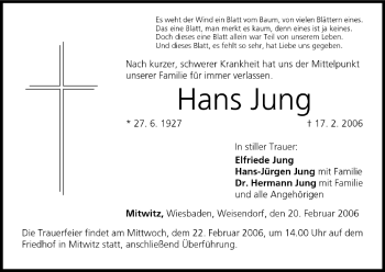 Anzeige von Hans Jung von MGO