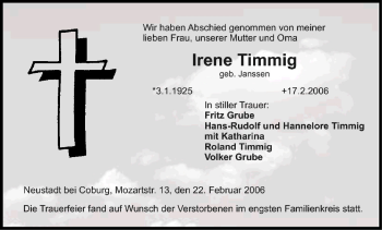 Anzeige von Irene Timmig von MGO