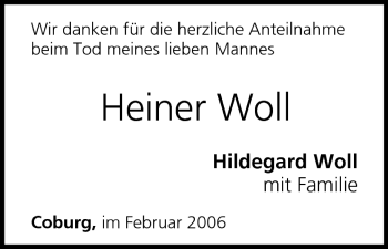 Anzeige von Heiner Woll von MGO