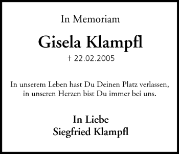 Anzeige von Gisela Klampfl von MGO