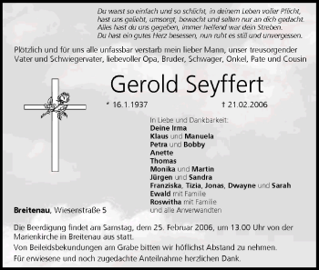 Anzeige von Gerold Seyffert von MGO