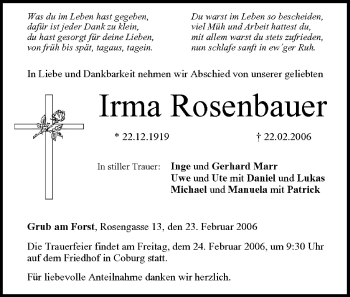 Anzeige von Irma Rosenbauer von MGO