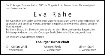 Anzeige von Eva Rahe von MGO