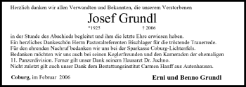 Anzeige von Josef Grundl von MGO