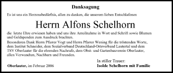 Anzeige von Alfons Schelhorn von MGO