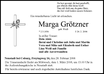 Anzeige von Marga Grötzner von MGO