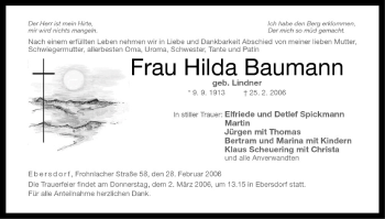 Anzeige von Hilda Baumann von MGO