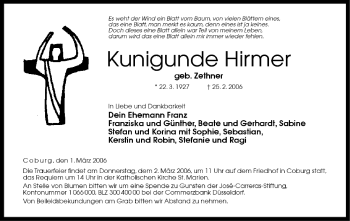 Anzeige von Kunigunde Hirmer von MGO
