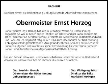 Anzeige von Ernst Herzog von MGO