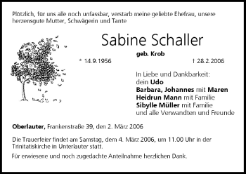 Anzeige von Sabine Schaller von MGO