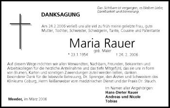 Anzeige von Maria Rauer von MGO