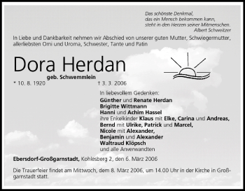 Anzeige von Dora Herdan von MGO