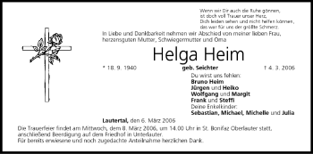Anzeige von Helga Heim von MGO
