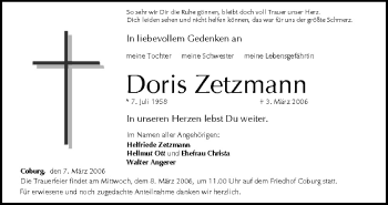 Anzeige von Doris Zetzmann von MGO