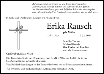 Anzeige von Erika Rausch von MGO