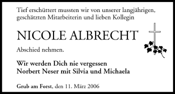 Anzeige von Nicole Albrecht von MGO