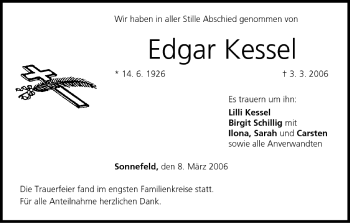 Anzeige von Edgar Kessel von MGO