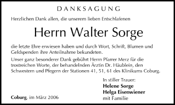 Anzeige von Walter Sorge von MGO