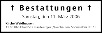 Anzeige von Bestattungen vom 11.03.2006 von MGO
