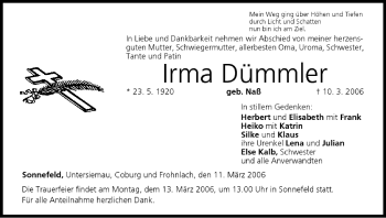 Anzeige von Irma Dümmler von MGO