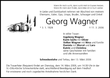 Anzeige von Georg Wagner von MGO