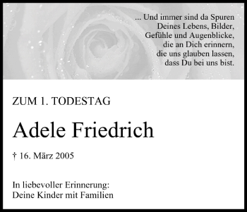 Anzeige von Adele Friedrich von MGO
