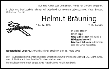 Anzeige von Helmut Bräuning von MGO