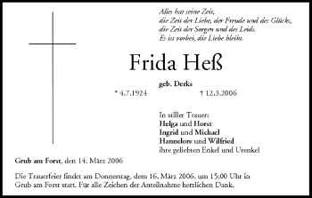 Anzeige von Frida Heß von MGO