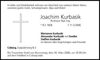 Anzeige von Joachim Kurbasik von MGO