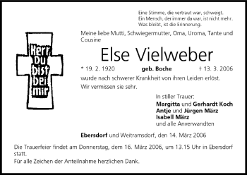Anzeige von Else Vielweber von MGO