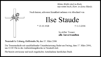 Anzeige von Ilse Staude von MGO