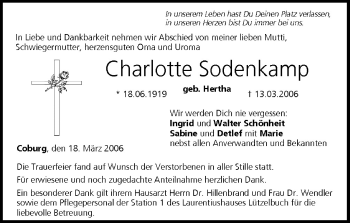 Anzeige von Charlotte Sodenkamp von MGO