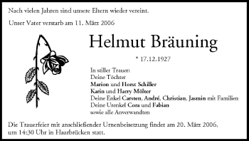 Anzeige von Helmut Bräuning von MGO