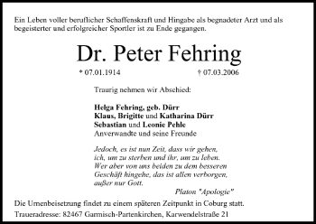 Anzeige von Peter Fehring von MGO