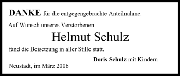 Anzeige von Helmut Schulz von MGO