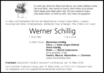 Anzeige von Werner Schillig von MGO