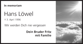 Anzeige von Hans Löwel von MGO