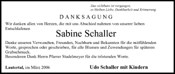 Anzeige von Sabine Schaller von MGO