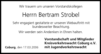 Anzeige von Bertram Strobel von MGO
