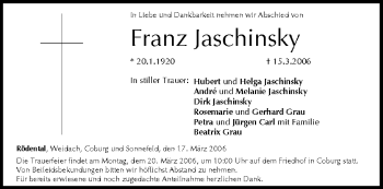 Anzeige von Franz Jaschinsky von MGO